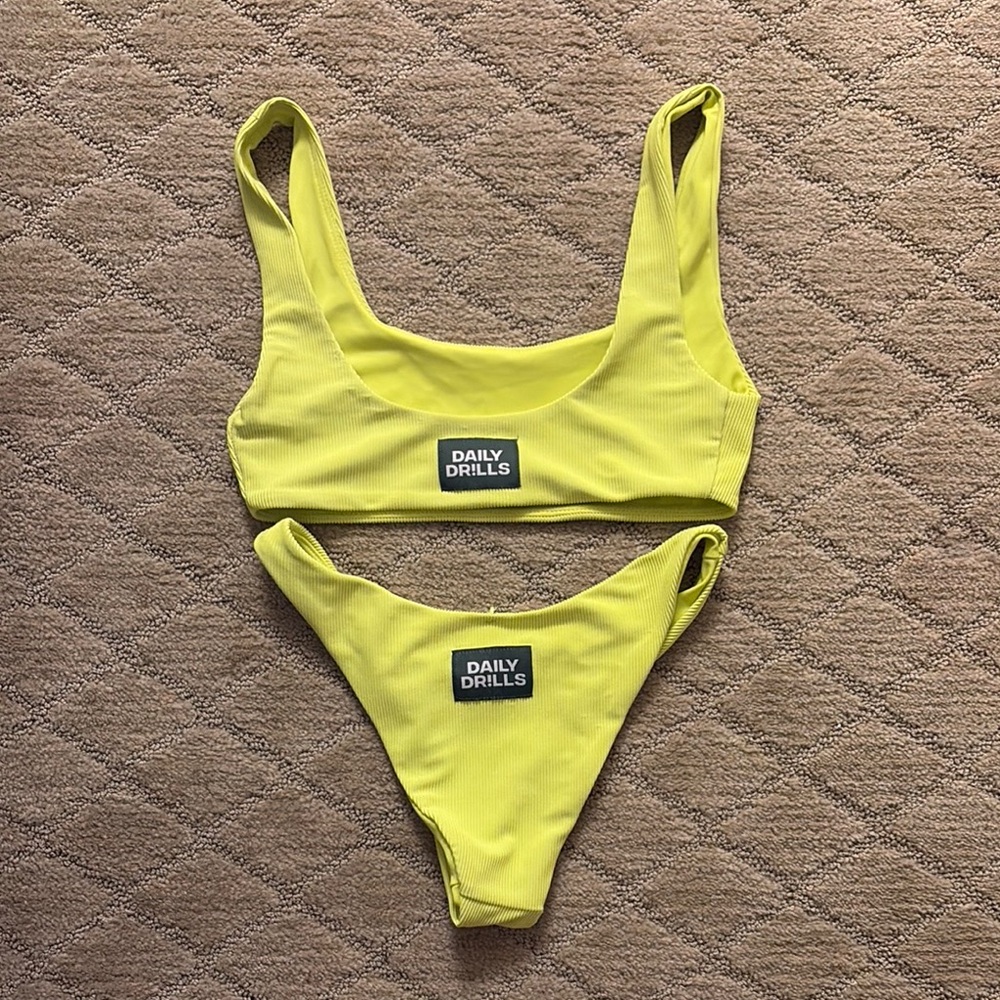 Daily Drills Yellow Sporty Bikini Set